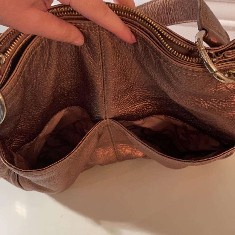 Authentic Michael Kors Metallic Copper Soft Leather Shoulder Bag Purse - Picture 12 of 15